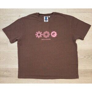 Deus Records Unisex T-Shirt Size Large 12 Cotton Crew Neck Short Sleeve Brown